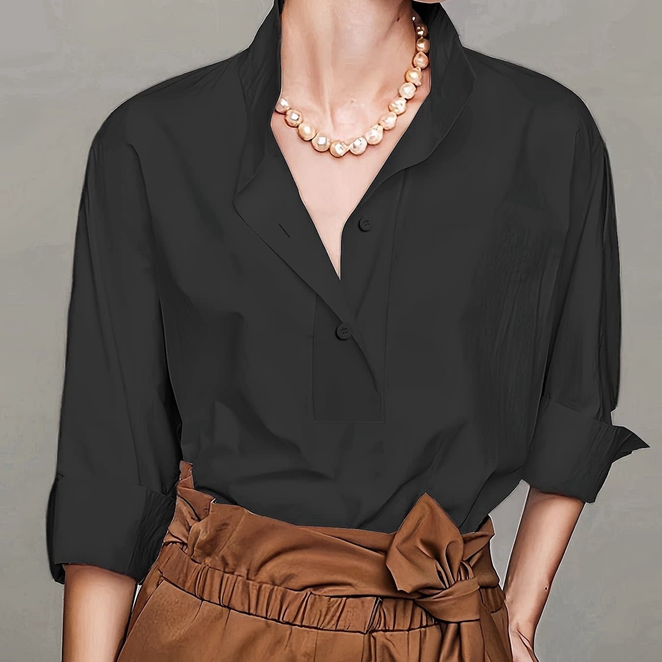 TEMU Ladies' Elegant And Fashionable Top, Spring And Summer Temperament Mid-sleeve Blouse