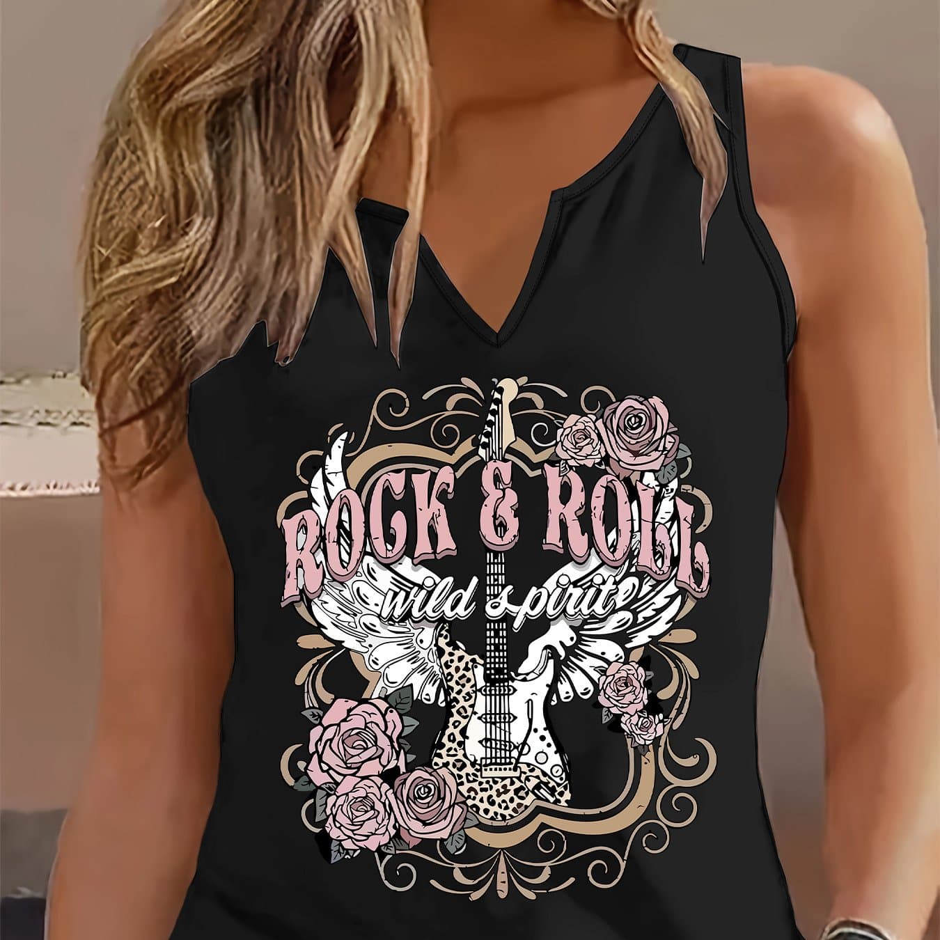 TEMU Graphic Print Tank Top, Sleeveless Casual Top For Summer And Spring, Women's Clothing thumbnail 2
