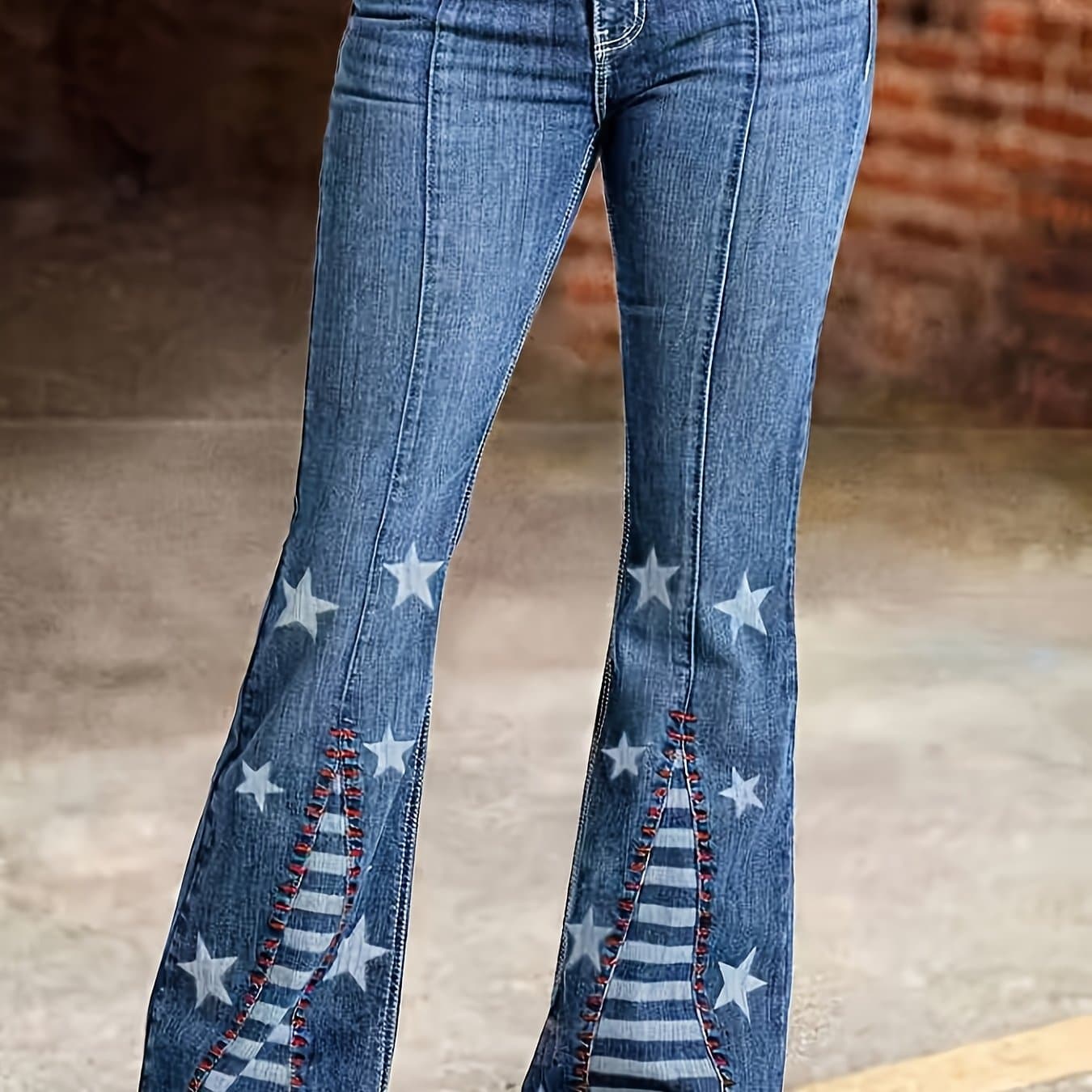 TEMU Hme Women's Slim Fit Ankle Stretch Flare Jeans, Belt Not Included