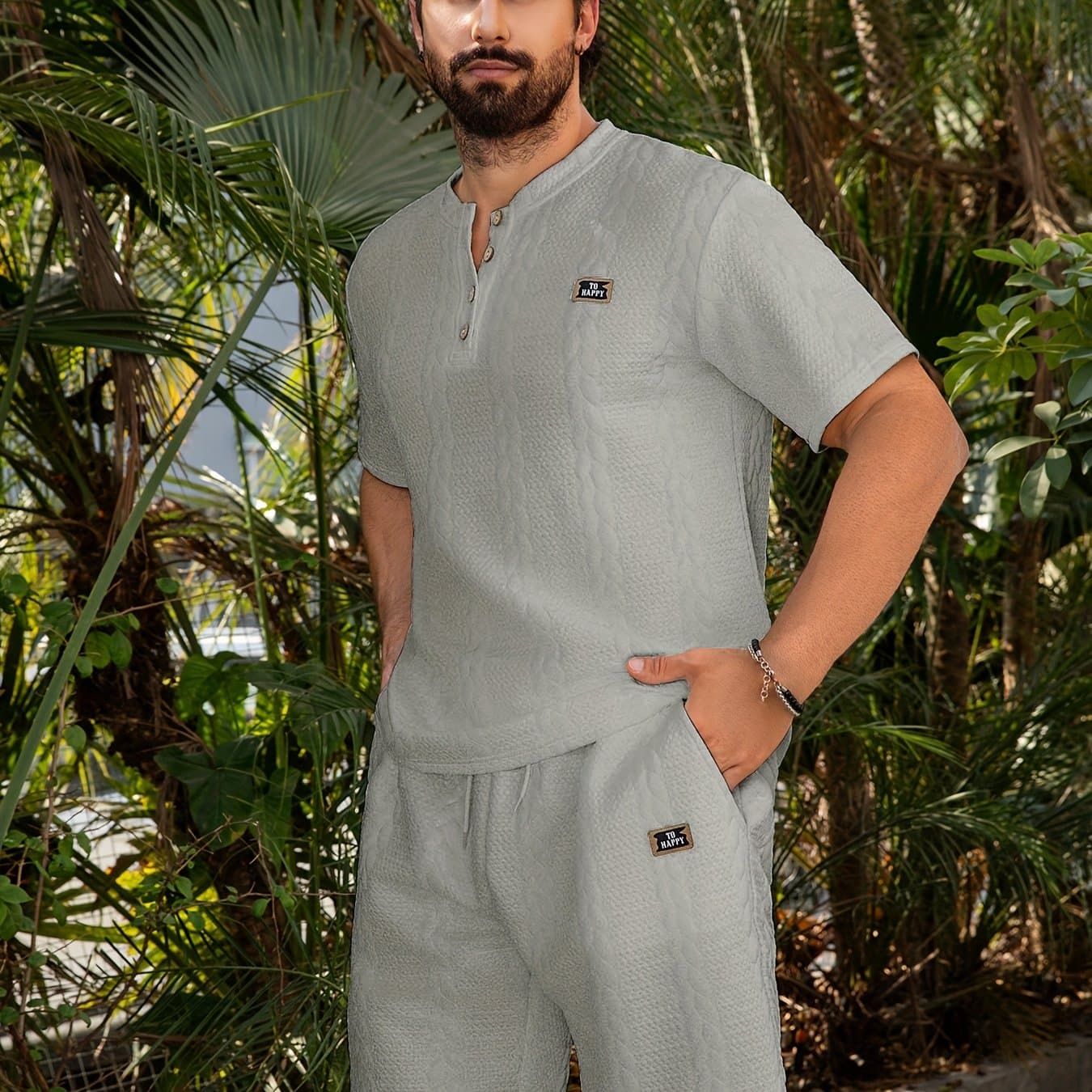TEMU 2pcs Men's Round Neck Short Sleeve Plain T Shirt And Front Tie Casual Shorts Set Men's Moisture Transferring Sports Short Sleeve Shorts Set