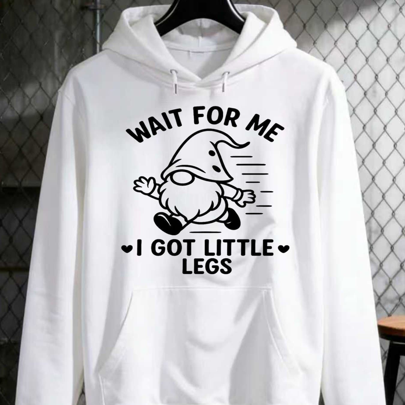 TEMU Cartoon Goblin Minimalist Cute Hoodie | White Background With Black And White Text " ", Trending Style, Comfortable, Regular Fit, Long Sleeve For Adult Men