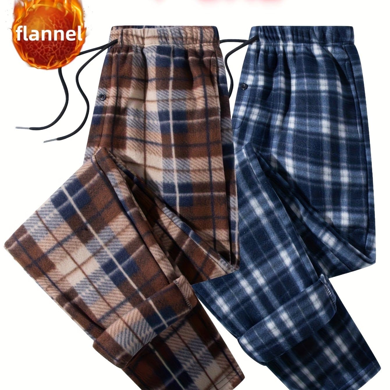 TEMU Plus Size Men's Pants Flannel Fleece Pants Casual Fashion Sports Sweatpants For Autumn/spring