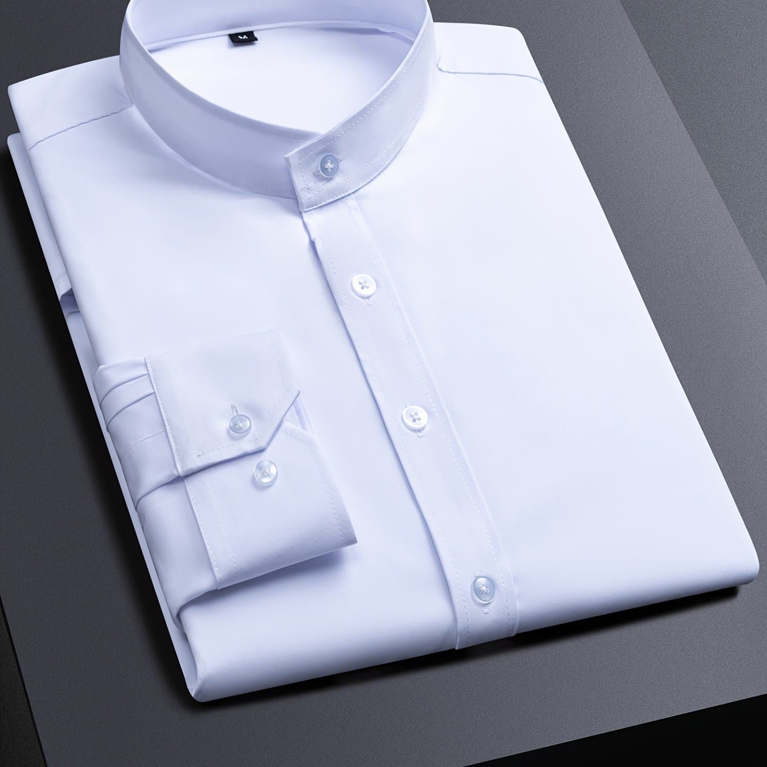TEMU Men's Henley Collar Long Sleeve Shirt | Casual, , Solid Color, Regular Fit, Button Details, Woven Fabric