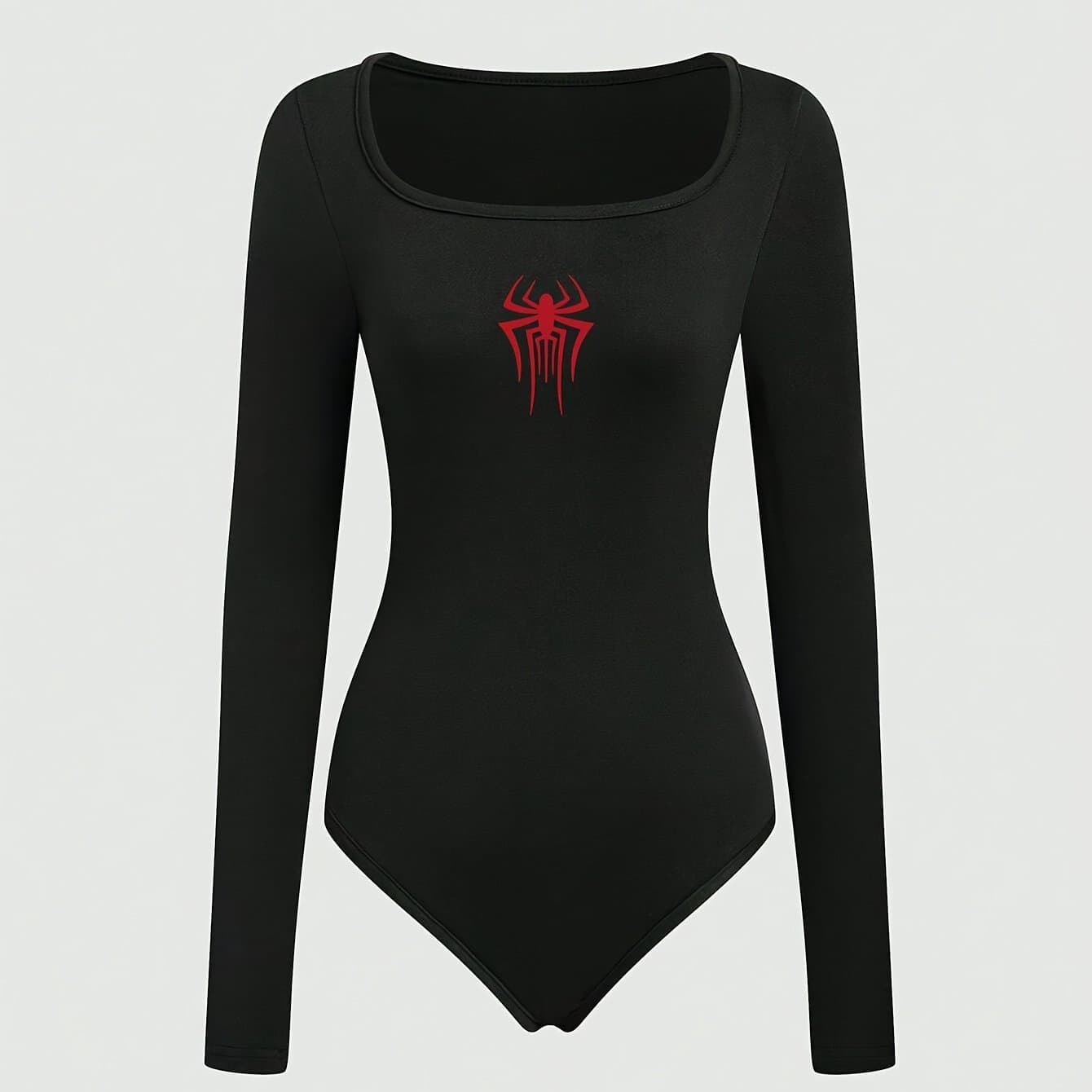 TEMU Women's Long-sleeve Fitted Jumpsuit With Spider Print, A Casual And Sporty One-piece Outfit.
