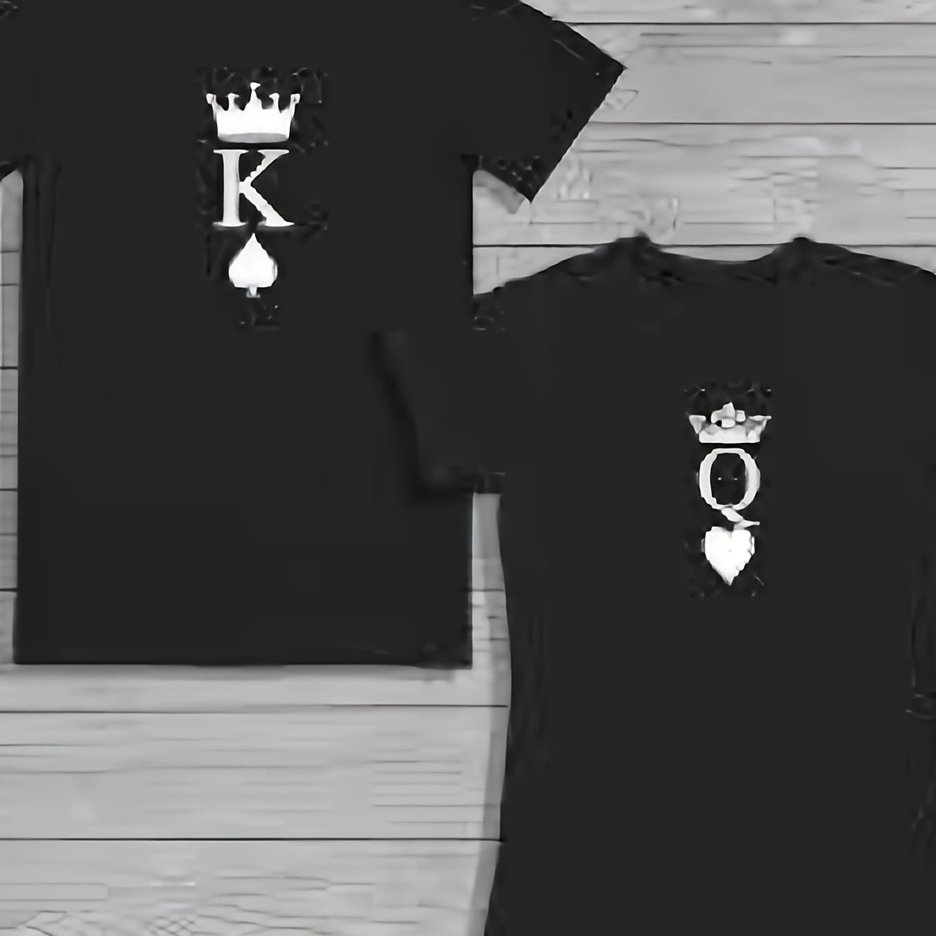 TEMU & Queen Of Hearts Matching His And Hers Shirts - Couple Matching - Valentines- Gifts Valentine's Day, Gifts For Parents, , Family(, Please Order Men's Clothing Separately, Not Of Clothing)