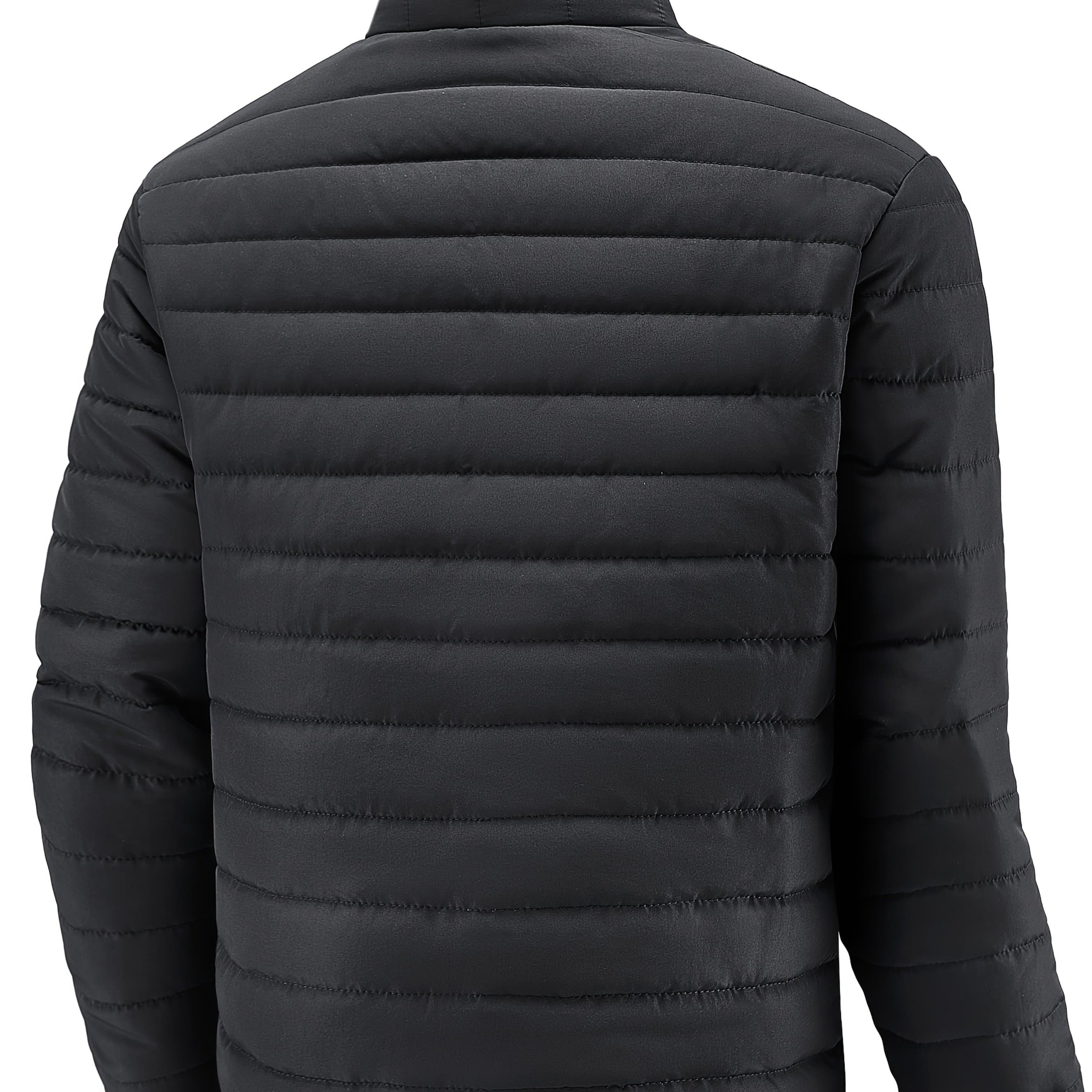 TEMU Men's Winter Stylish Padded Coat, Slim Fit Stand Collar Warm Jacket, Men's Plus Size -padded Padded Jacket