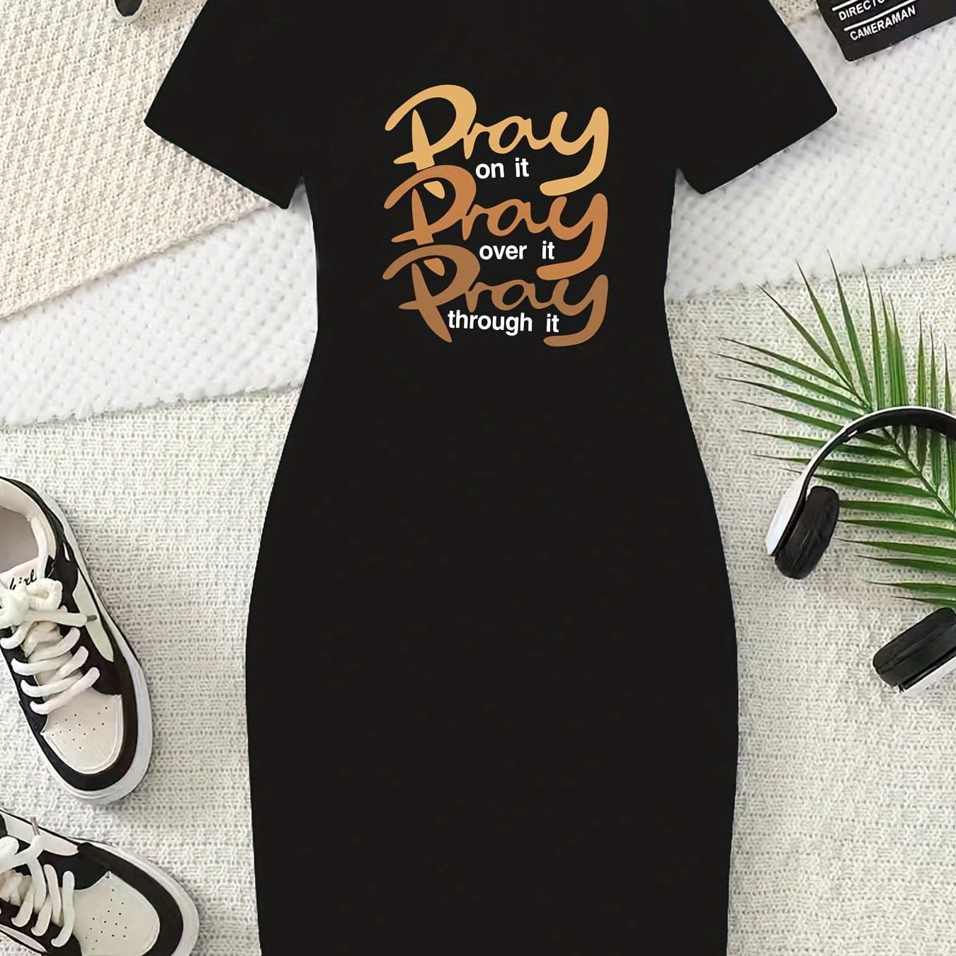 TEMU New Summer Women's Casual Fashion Printed Waistline Dress