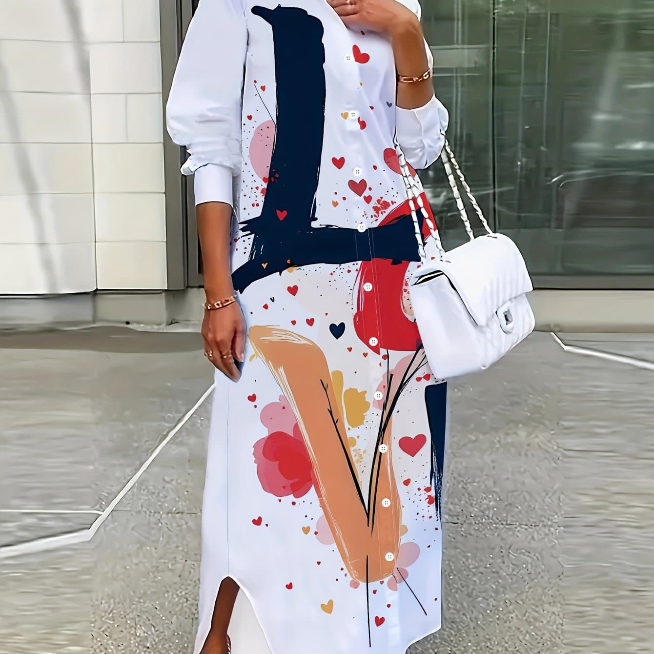 TEMU Women's Elegant Floral Print Shirt Dress - Long Sleeve, Button-up Collar, Lightweight, Perfect For Spring/summer/fall, Casual To Formal Wear, Casual Attire|floral Print Dress| Fabric