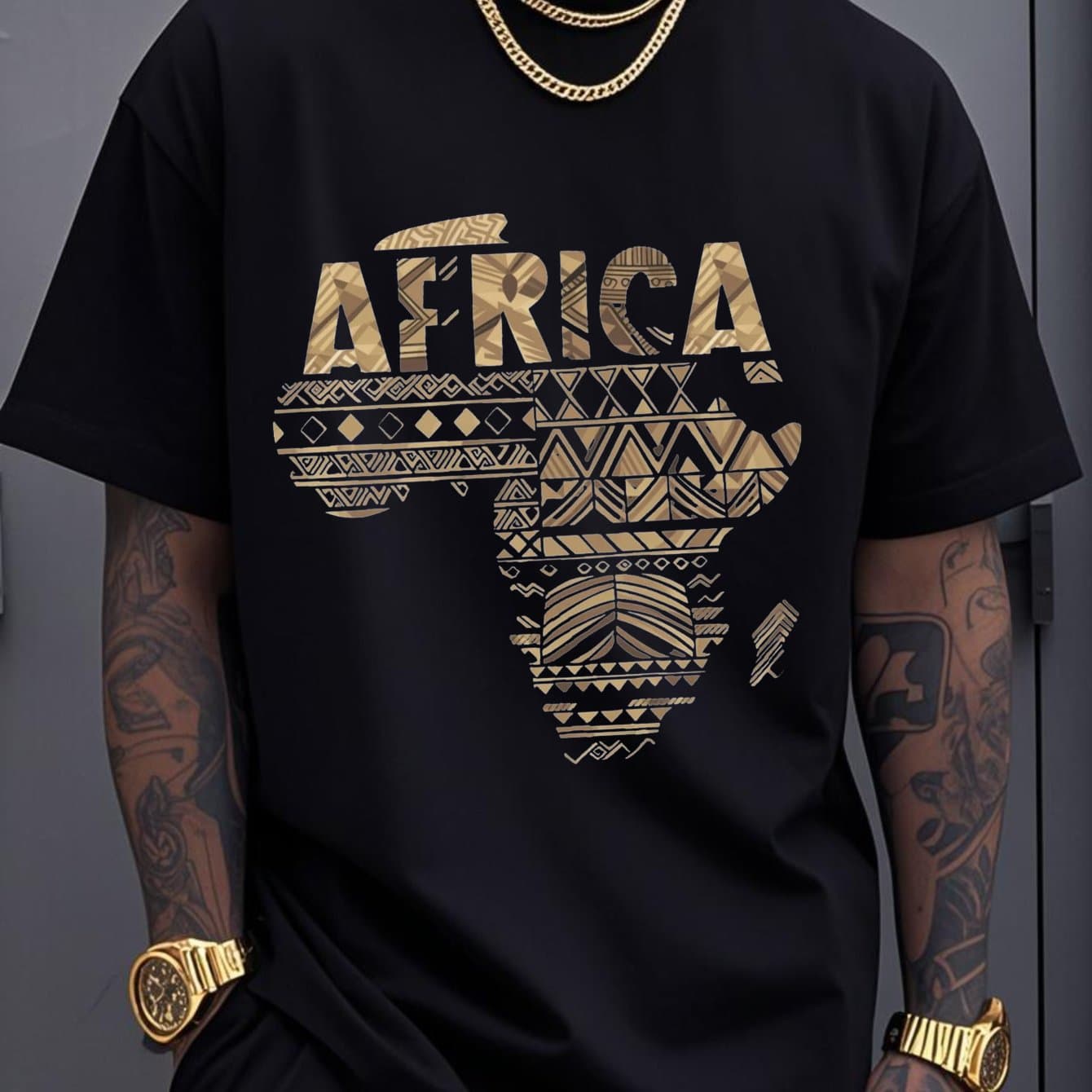 TEMU Comfortable And Breathable T-shirt With African Tribal Print For Casual Wear