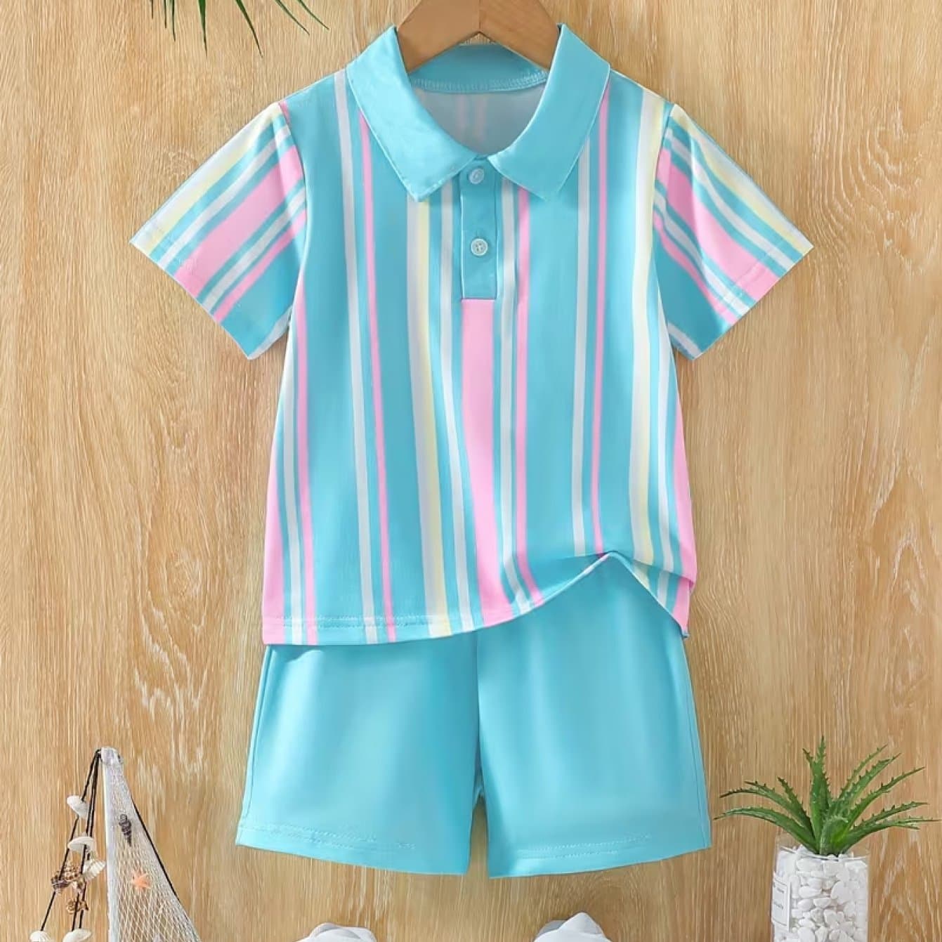 TEMU Boys' Fashion Shirt Set, Perfect For Outdoor