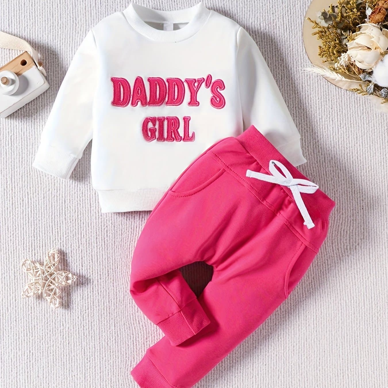 TEMU Baby Girls Long Sleeve Set "" Letter Print Cute Winter Clothes Outfit Set