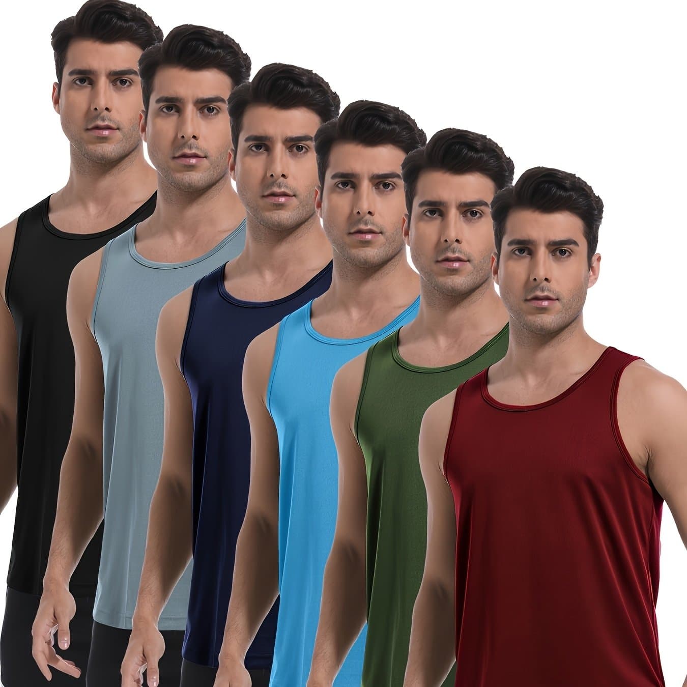 TEMU 6pcs Men's Quick Dry Workout Tank Tops Breathable Gym Sleeveless Muscle Shirts For
