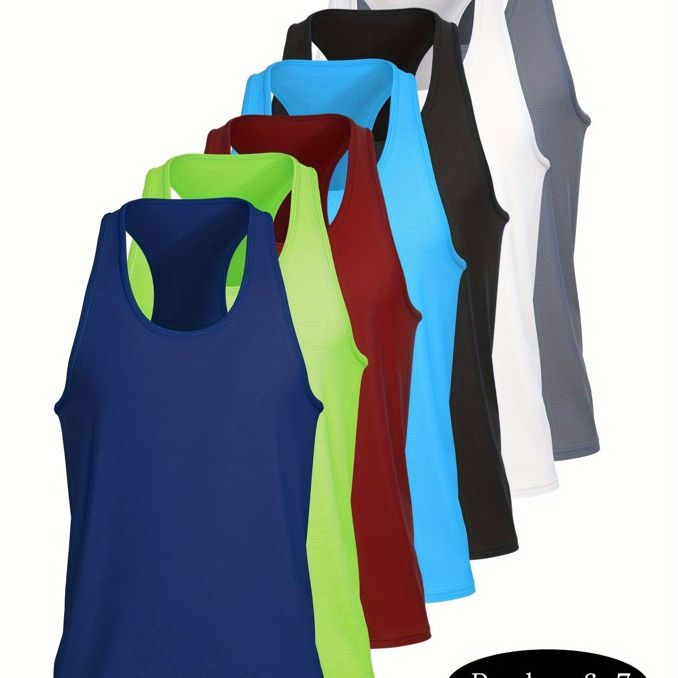 TEMU 7pcs 7pcs Men's Sports Tank Tops, Lightweight, Breathable, Quick-drying, Sleeveless Vests For Sports And Leisure, Basketball, Marathon, , And Fitness