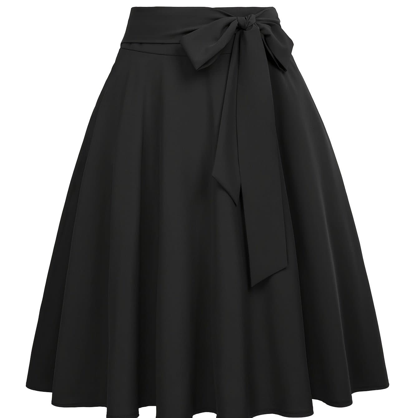 TEMU Solid Color Versatile A-line Skirt, Design, Hip-covering Flared Umbrella Skirt With A Drape