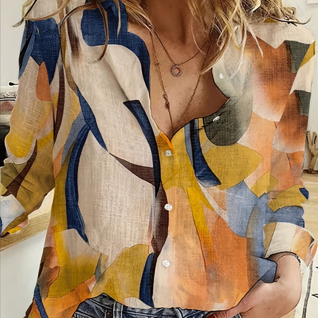 TEMU Women's Fashion New Single-breasted Long Sleeve Shirt