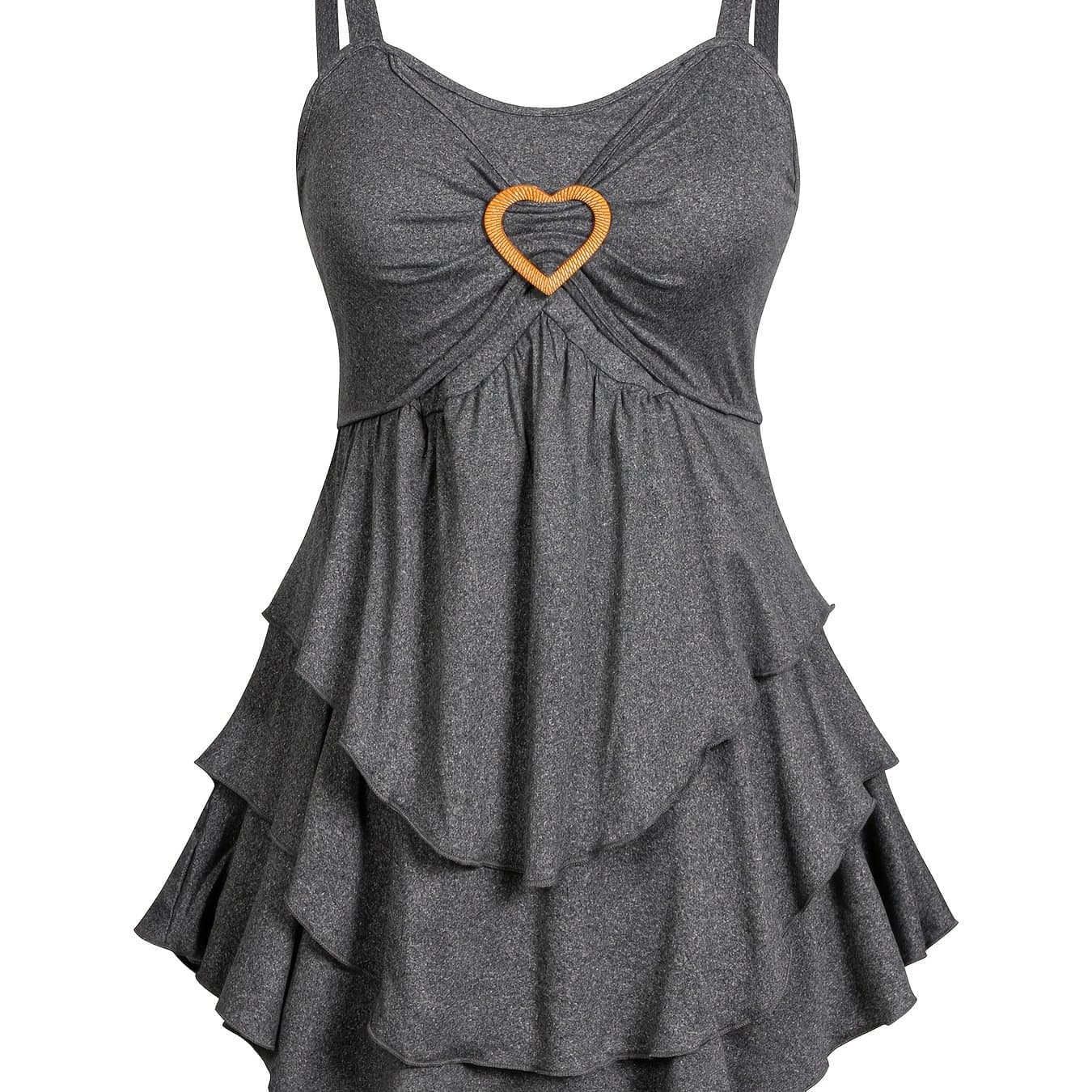 TEMU Plus Size - Plus Size - Plus Size Women' Heart Decor Cake Tiered Vest Top