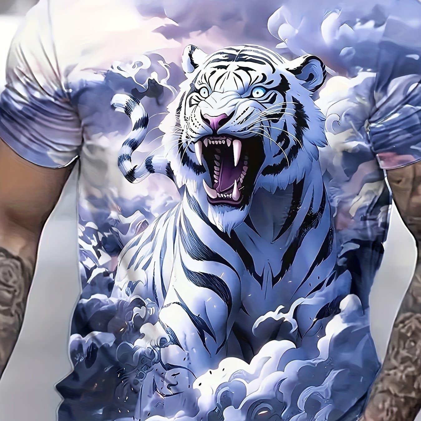 TEMU Tiger T-shirt For Men 3d Animal 3d Print Men's Summer Short Sleeve Tee Male Oversized Top Casual Men's Clothing