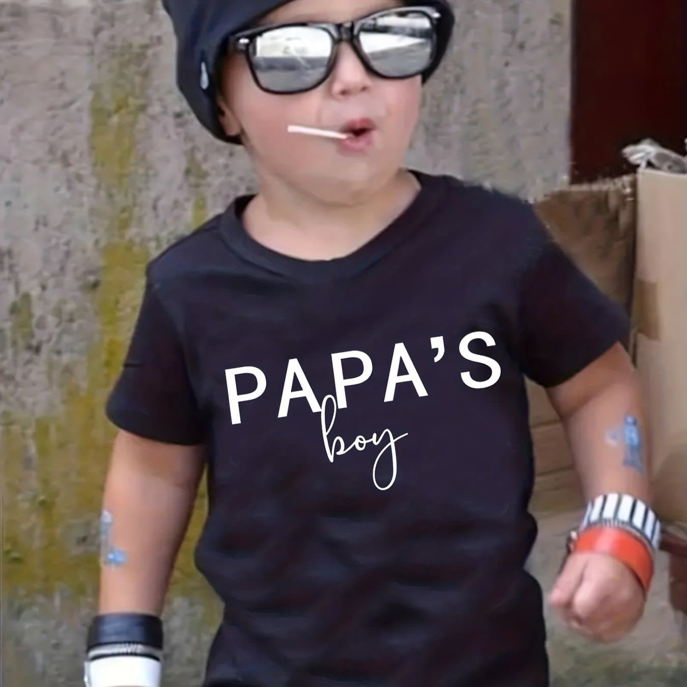 TEMU "papa Boy" Print 100% Cotton T-shirt