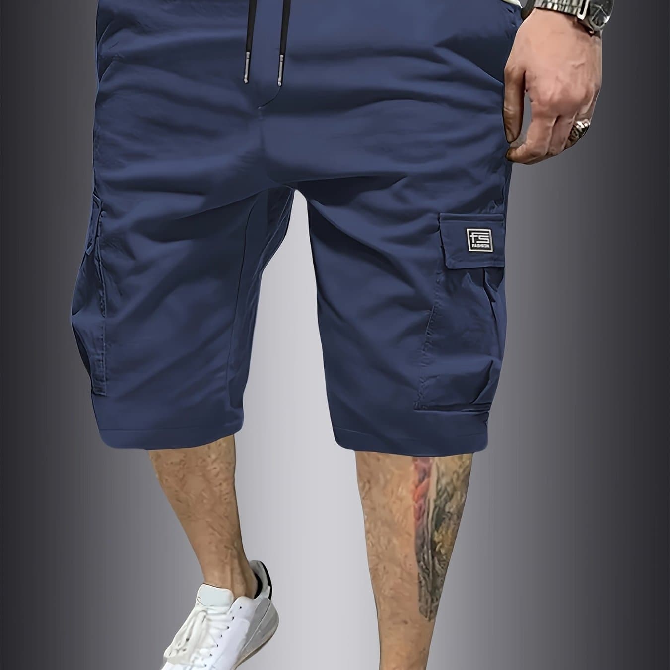 TEMU New Cross-border Men's Cargo Work Shorts With Multiple Pockets, Casual Fashionable Outdoor Hiking Shorts For Men