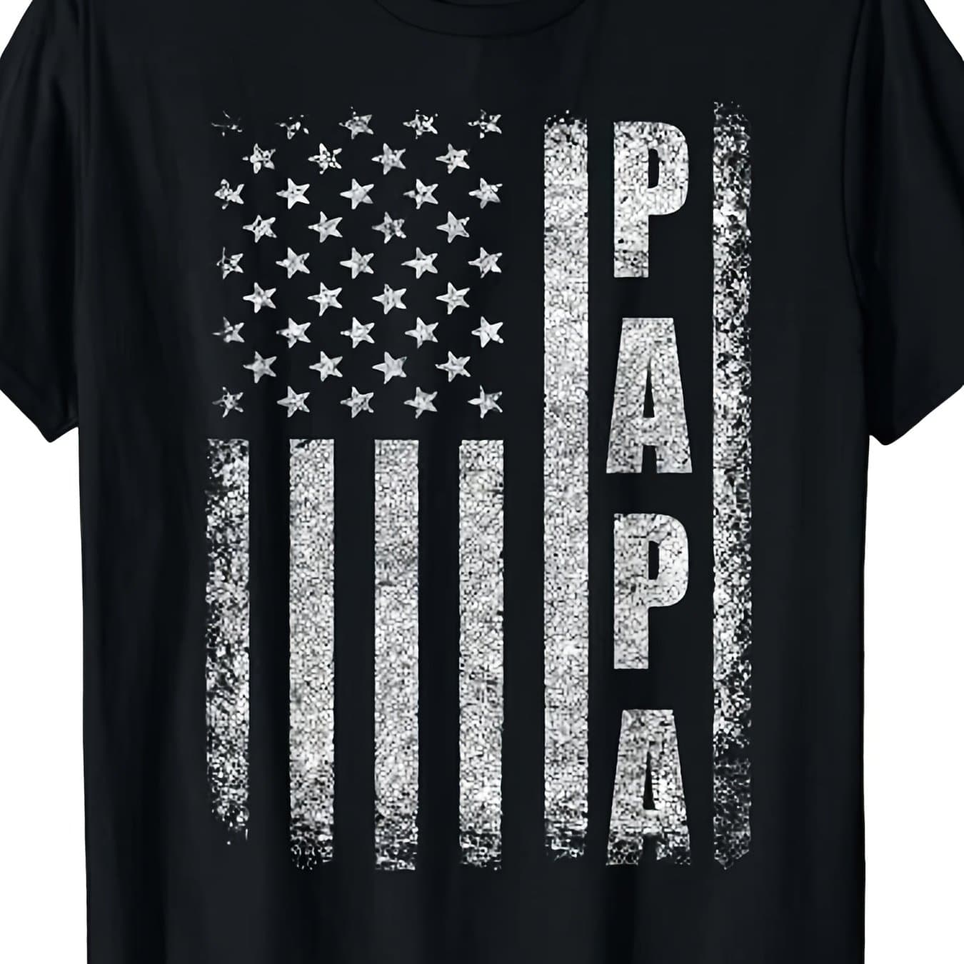 TEMU Men's Distressed American Flag T-shirt - Soft Breathable Round Neck Short Sleeve Casual Shirt Suitable For Dad, Machine Washable, , Patriotic Gift For Father's Day, Bbq, Picnic & Casual Attire