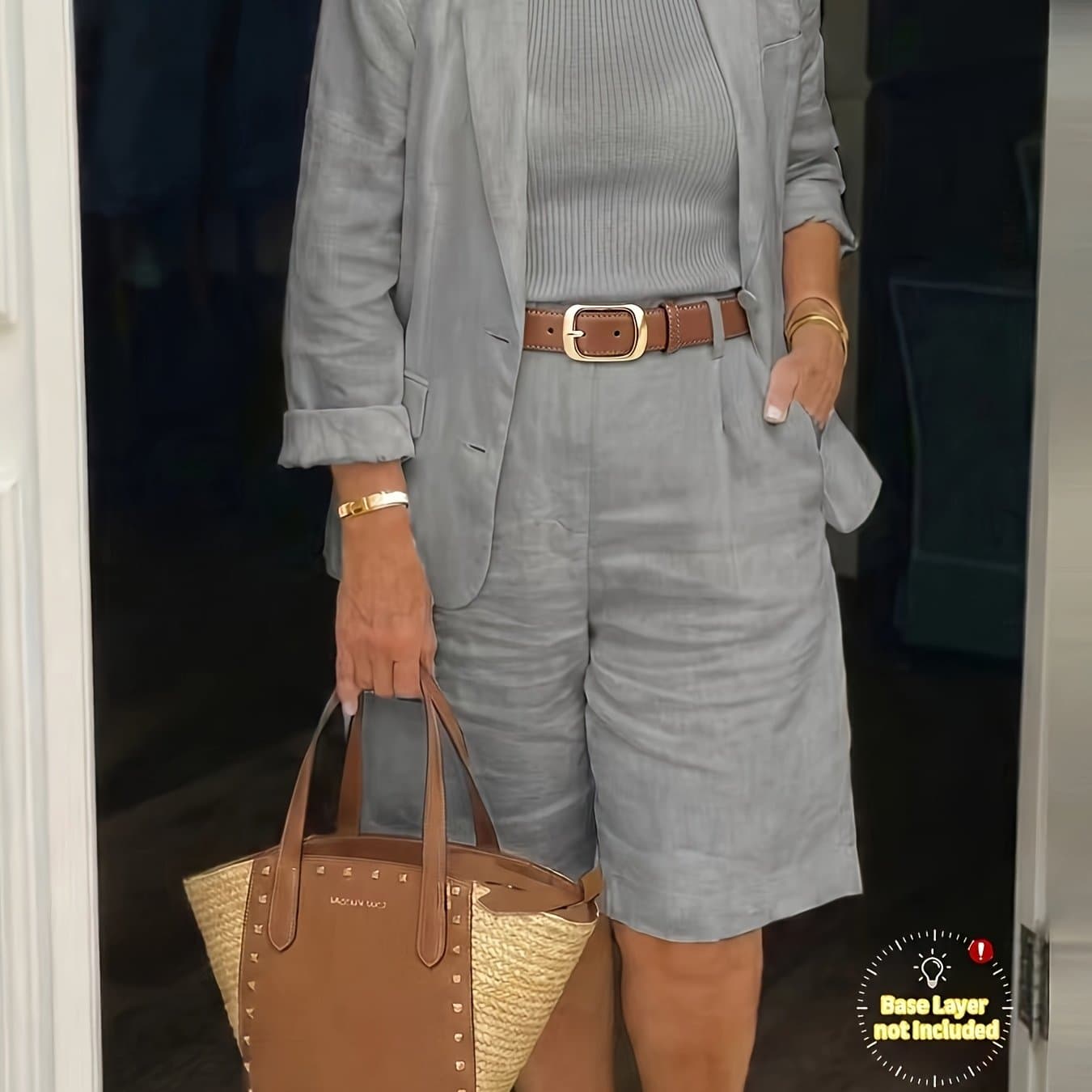 TEMU 2026 Spring/summer New Women's - Cardigan Top And Shorts Set; Small Suit Two-piece Set