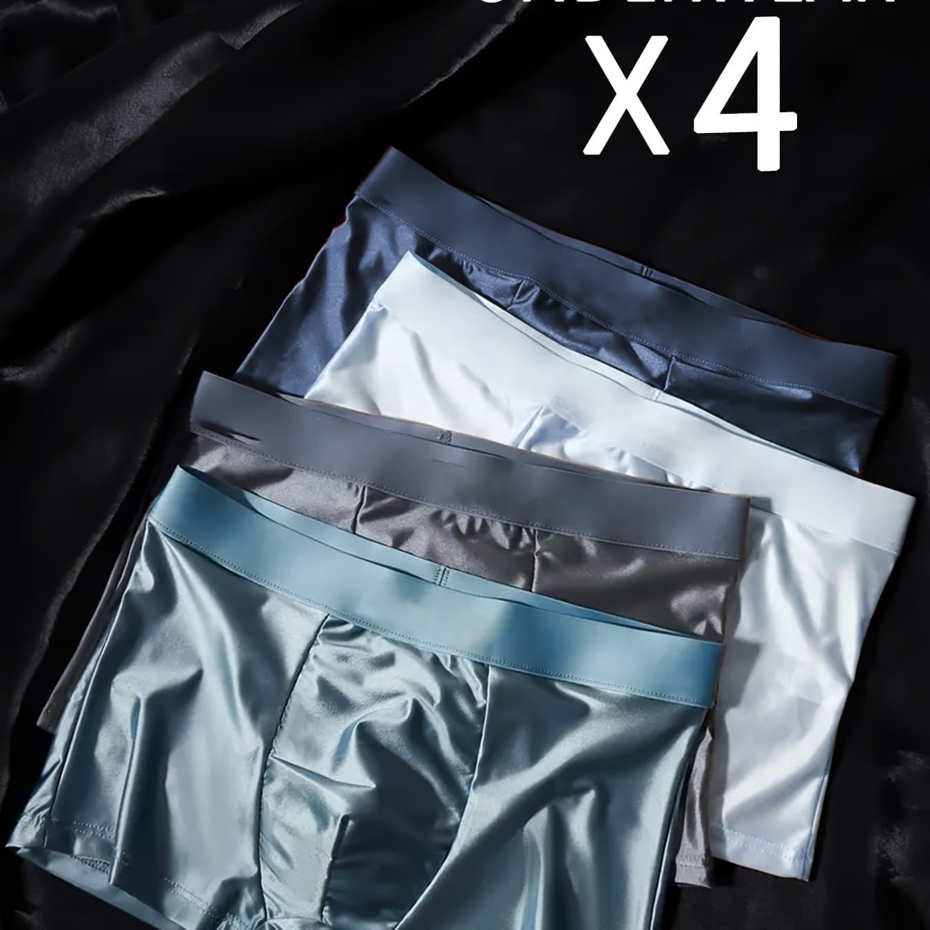 TEMU Random Color 4pcs Men's Fabric Flat Briefs - Breathable Medium-elastic Solid Color Shorts, Suitable For Casual Attire, Comfortable Design, Smooth Fabric