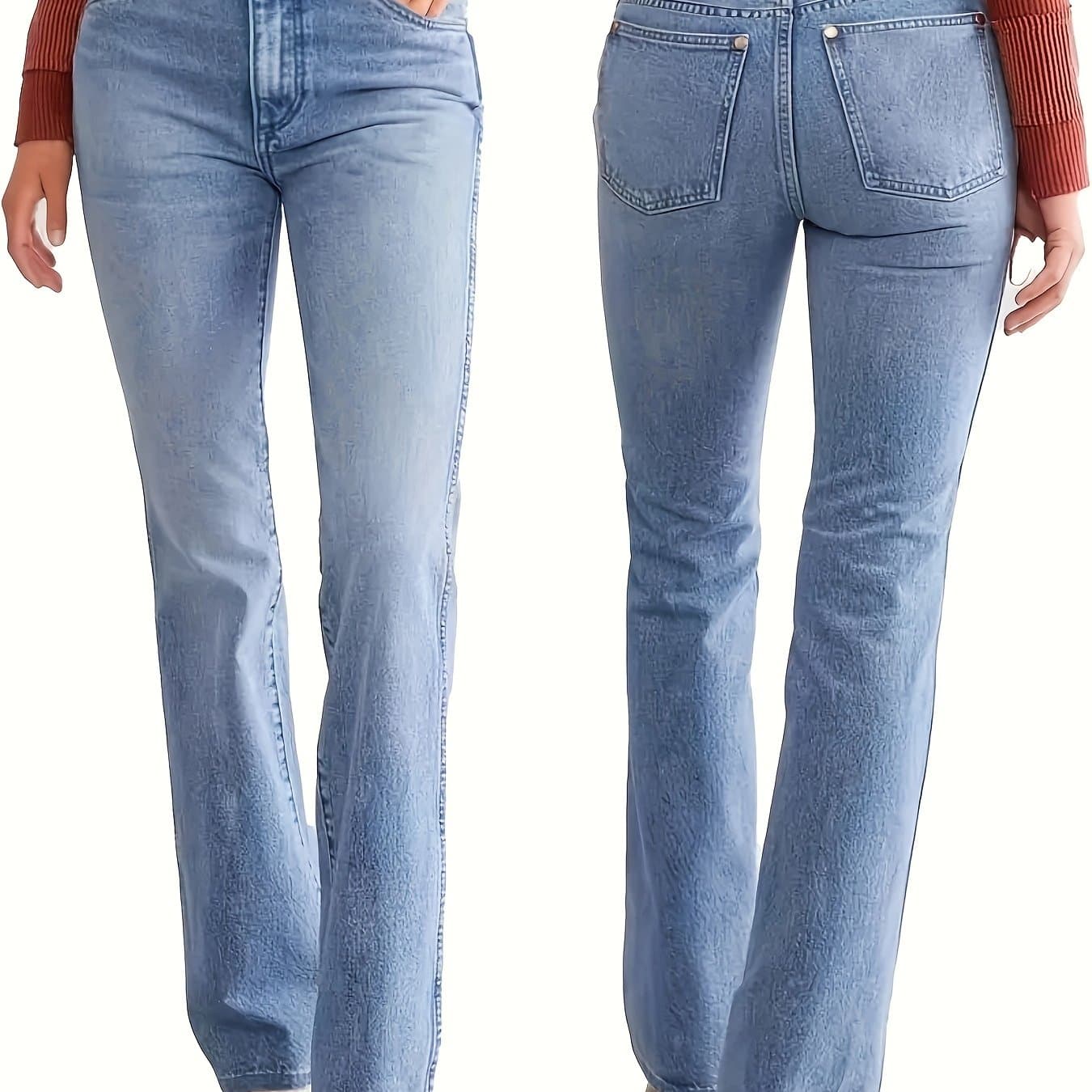 TEMU Women's Straight Jeans - Slim Fit, Elastic, Trendy, Sexy, Gorgeous, Elegant, , High-waisted Pantyhose, Suitable For Casual Wear In All - Women's Classic Denim Wear