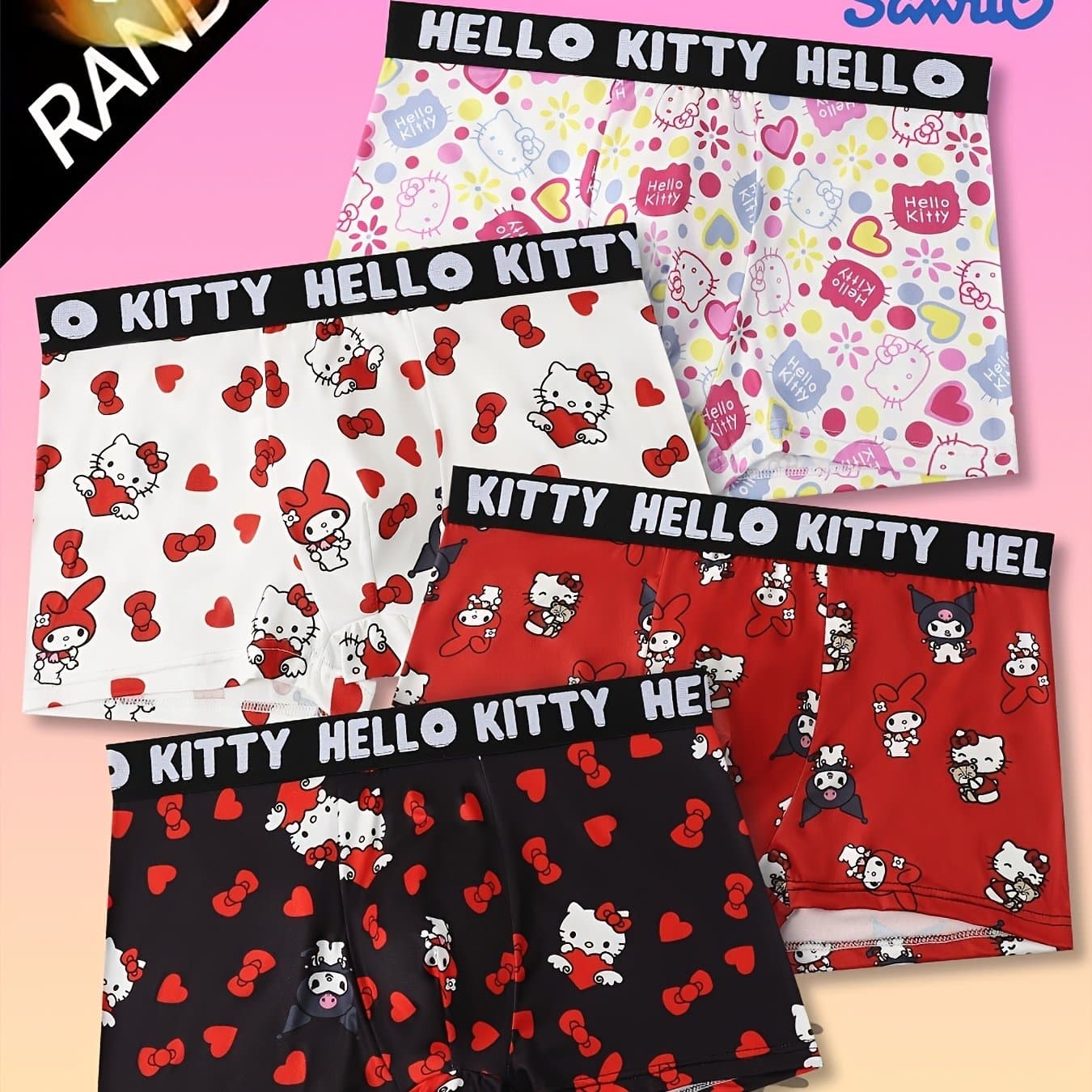 TEMU Random 1pc Men's Boxer Briefs - Doodle Pattern - Breathable Polyester Blend, Underwear