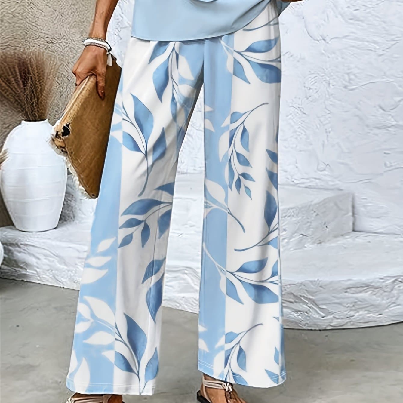 TEMU Autumn New Women's Fashion Floral Wear Commuting Style Versatile Trousers