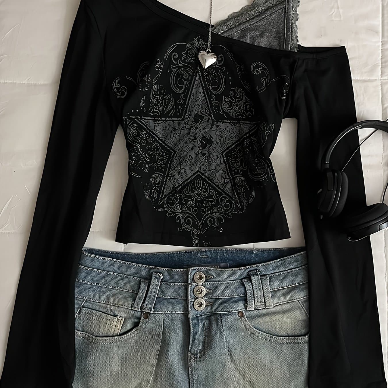 TEMU 2025 Spring/summer Printed Long Sleeve T-shirt