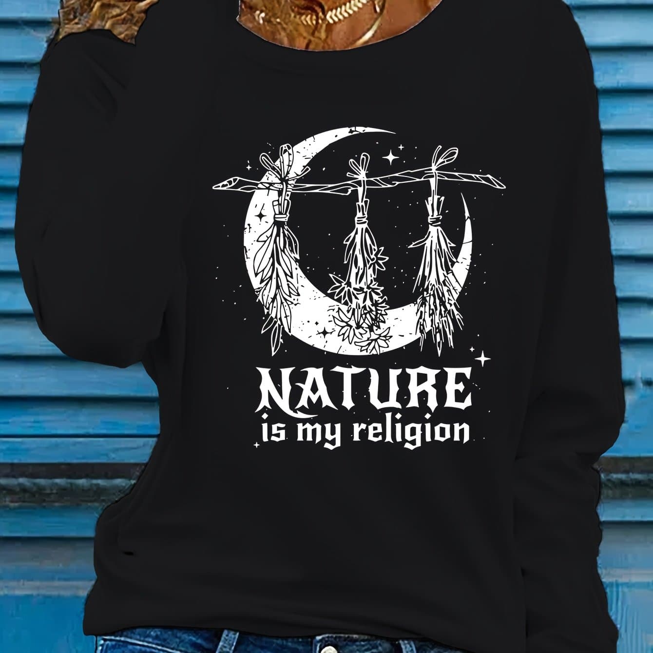 TEMU Graphic Print T-shirt, Long Sleeve Crew Neck Casual Top For Spring & Fall, Women's Clothing