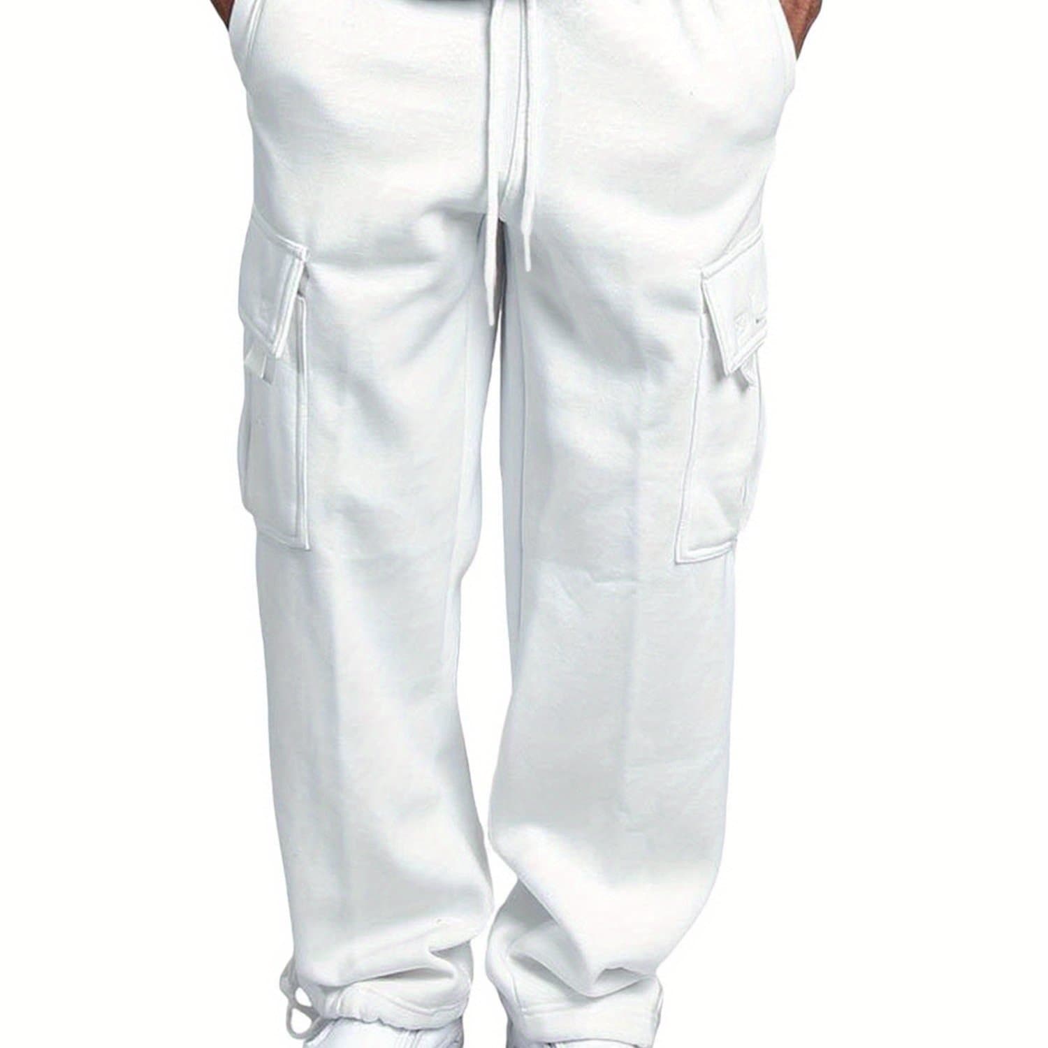 TEMU Men's Casual Solid Color Pants Lightweight Drawstring Design Elastic Waist Loose Fit Yoga Pant Beach Trouser
