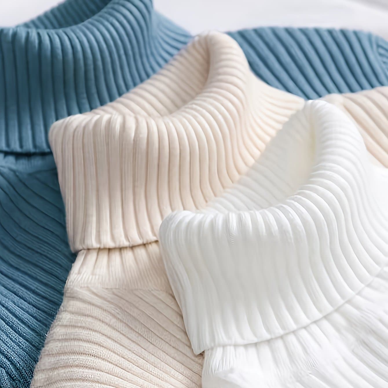TEMU 3-pack Women's Turtle Neck Sweaters | Soft And Warm Pullover, Solid Color Elegant Design, Comfortable Office Wear Tops, Long Sleeve, Regular Length, High Neck, Slight Stretch Fabric