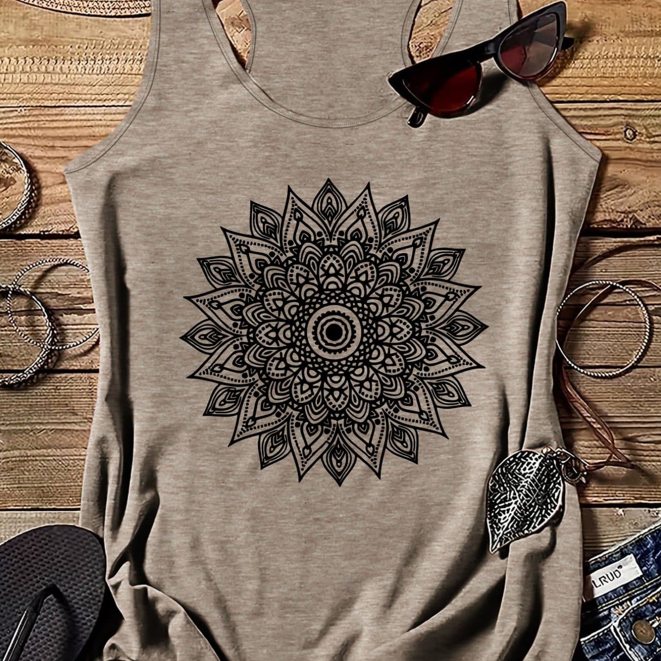 TEMU Graphic Print Tank Top, Casual Crew Neck Tank Top For Summer, Women's
