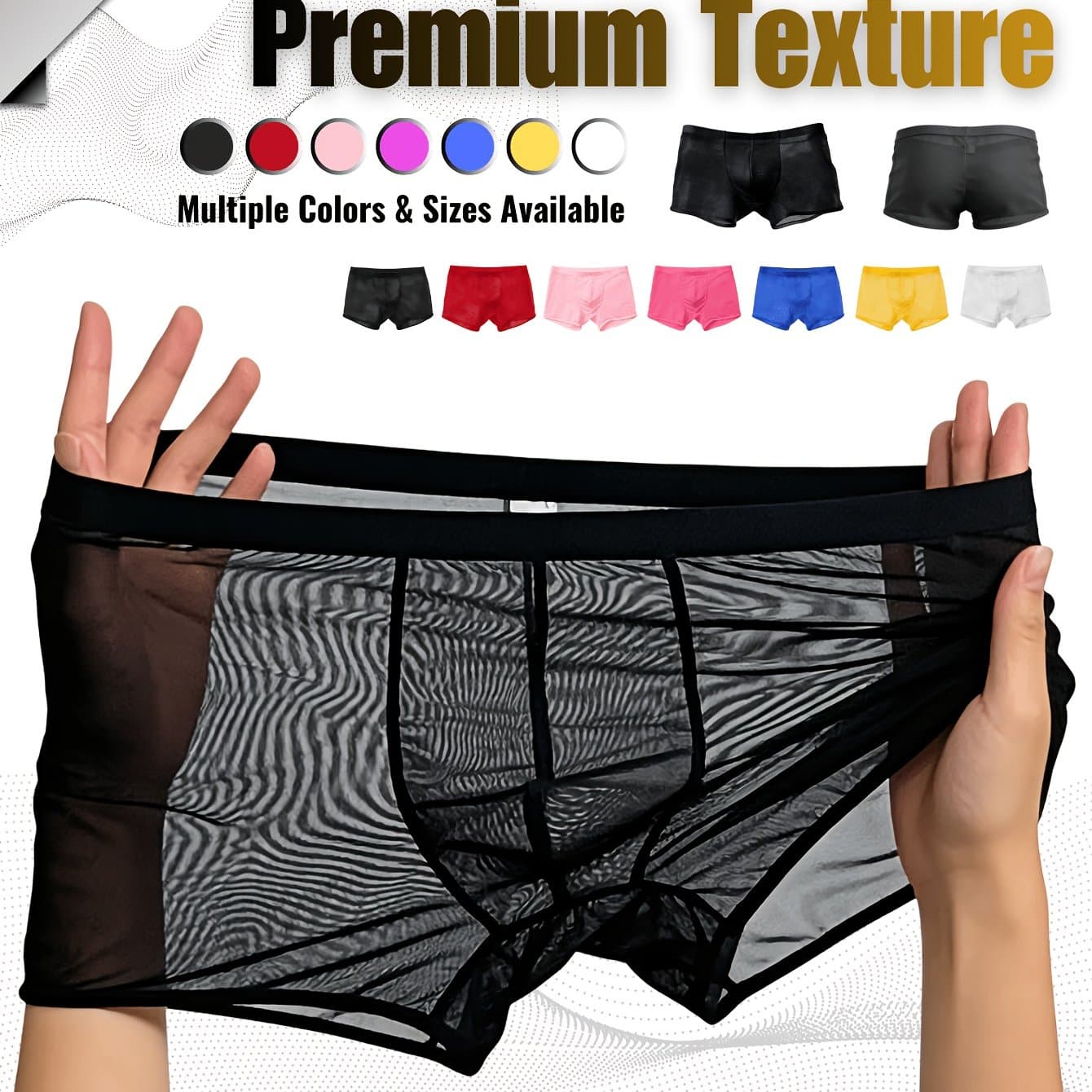 TEMU Men's Fashion New Involvement, Sexy, Transparent Underwear, High Elastic Mesh Stitching Flat Angle Underwear, Sexy, Seductive, , Comfortable