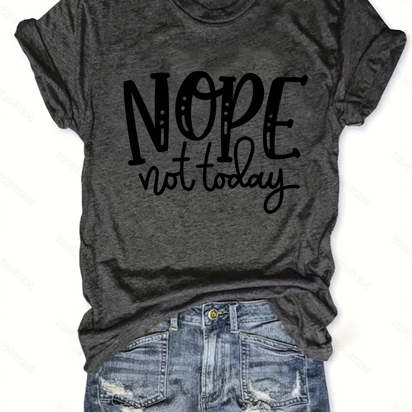TEMU Chic Alphabet-print Tee - Versatile, & Comfortable, Women's Casual T-shirt Fashionable Womens Graphic Print T-shirt - Casual Short Sleeve Crew Neck Top - Lightweight & Breathable For Wardrobe thumbnail 2