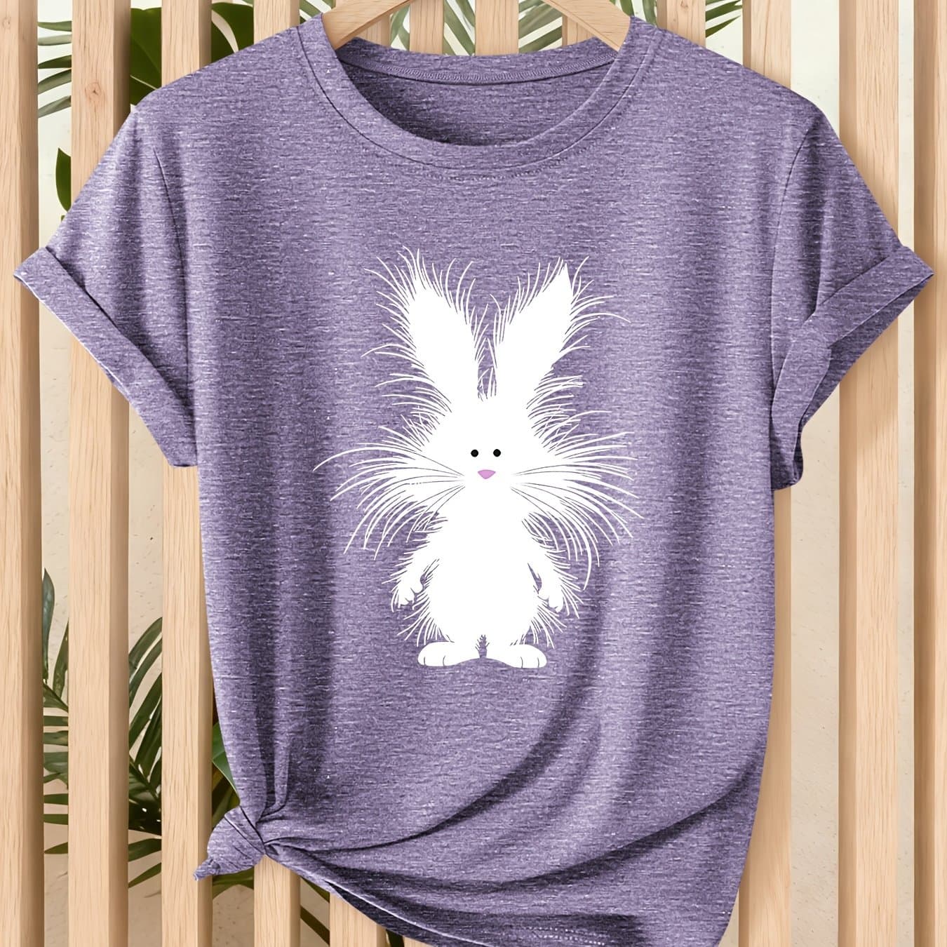 TEMU Spring And Summer Daily Casual Versatile T-shirt, Spring Festival Easter Women's Wear, Sporty Trendy Versatile Design, Simple Round Neck Comfortable Breathable Top
