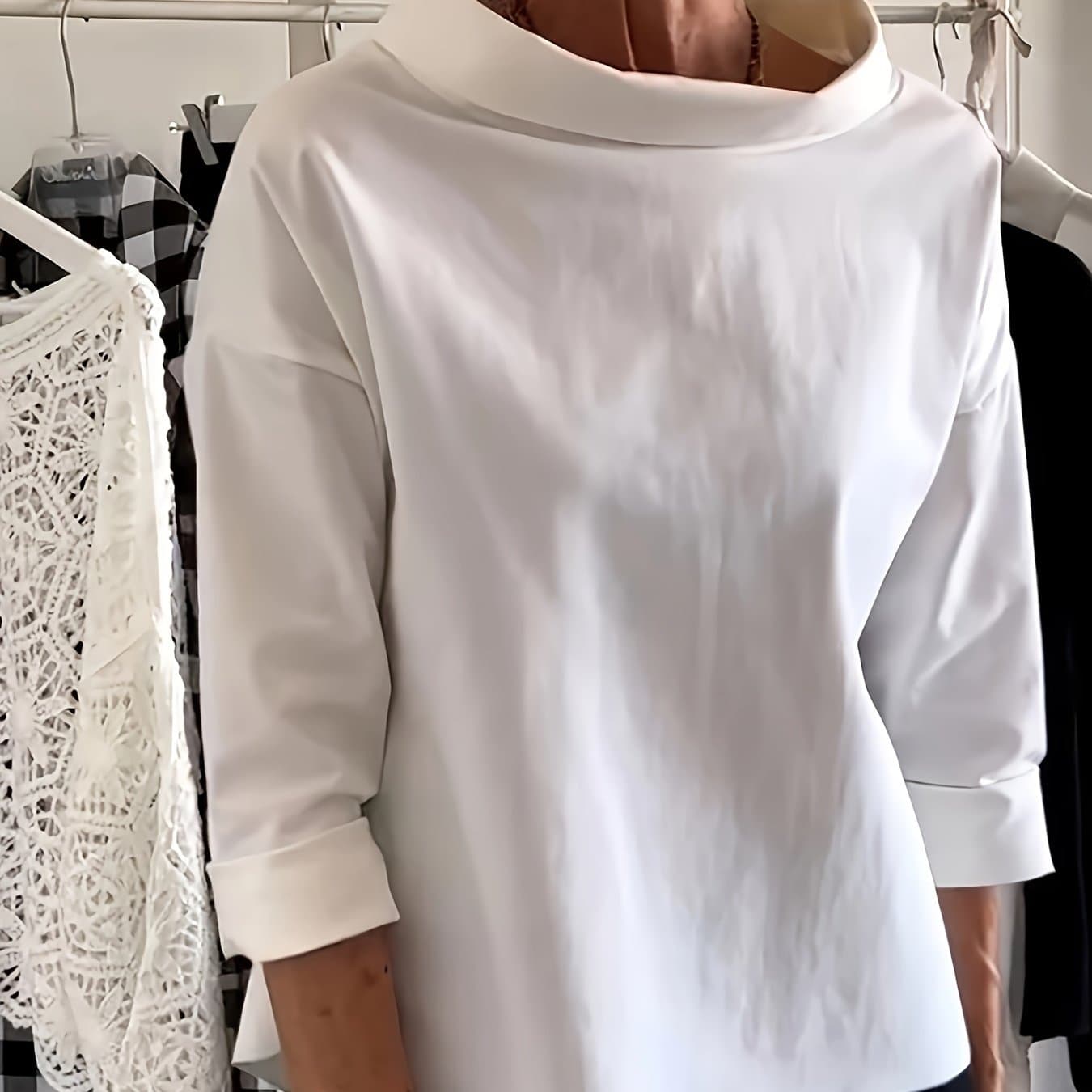 TEMU Directional Fashion Collar Solid Color Shirt Women's