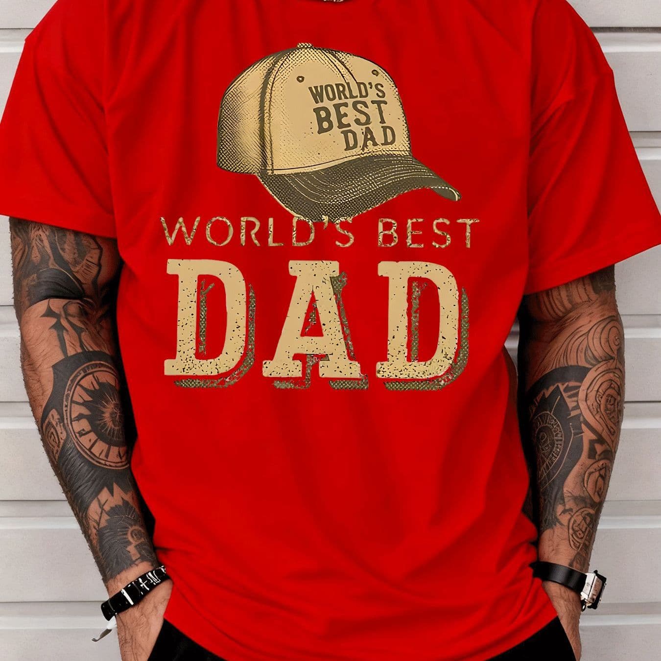 TEMU Men's Crew Neck T-shirt Casual Trend Dad Print Suitable For Adult Men' Wear Father's Day Gift Men's Fashion