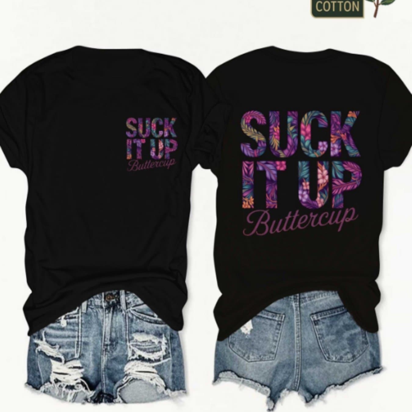 TEMU 100% Front And Back Printed T-shirt And Letters Hot Streetwear Top