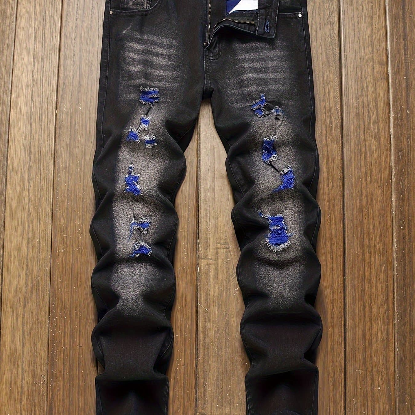 TEMU Men's Slim- Ripped Jeans In Style, Model