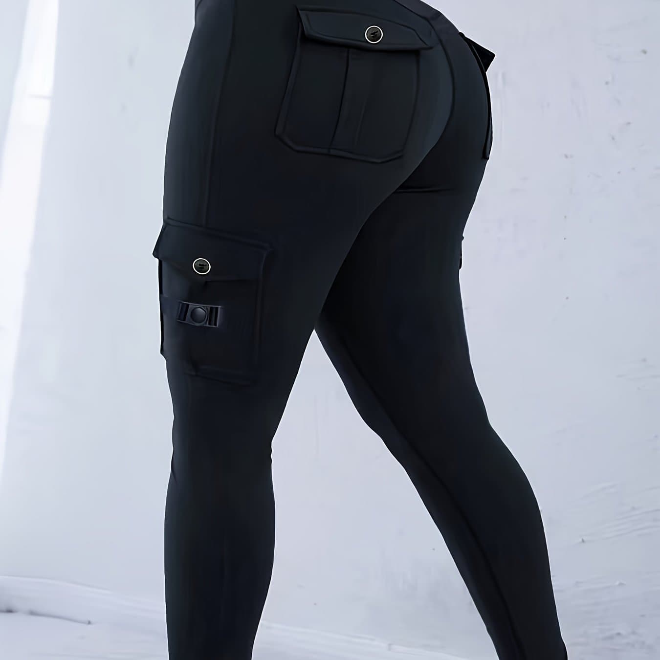 TEMU Women's Casual Pants, Women's Spring And Autumn All-match Trousers, Tight-fitting And Slim-fitting Small Pants, Patch Pocket Pants