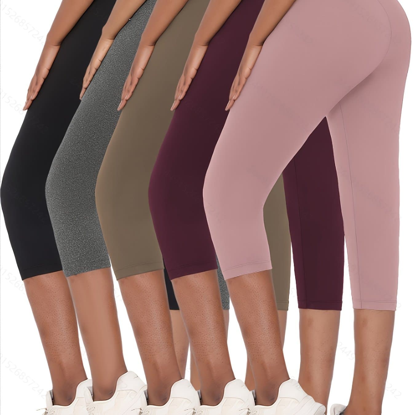 TEMU 5 Pack Super Soft Capri Pants For Women | No See Through, High Stretch, Skinny Fit, Solid Color, Perfect For Sports And Yoga, Brand: