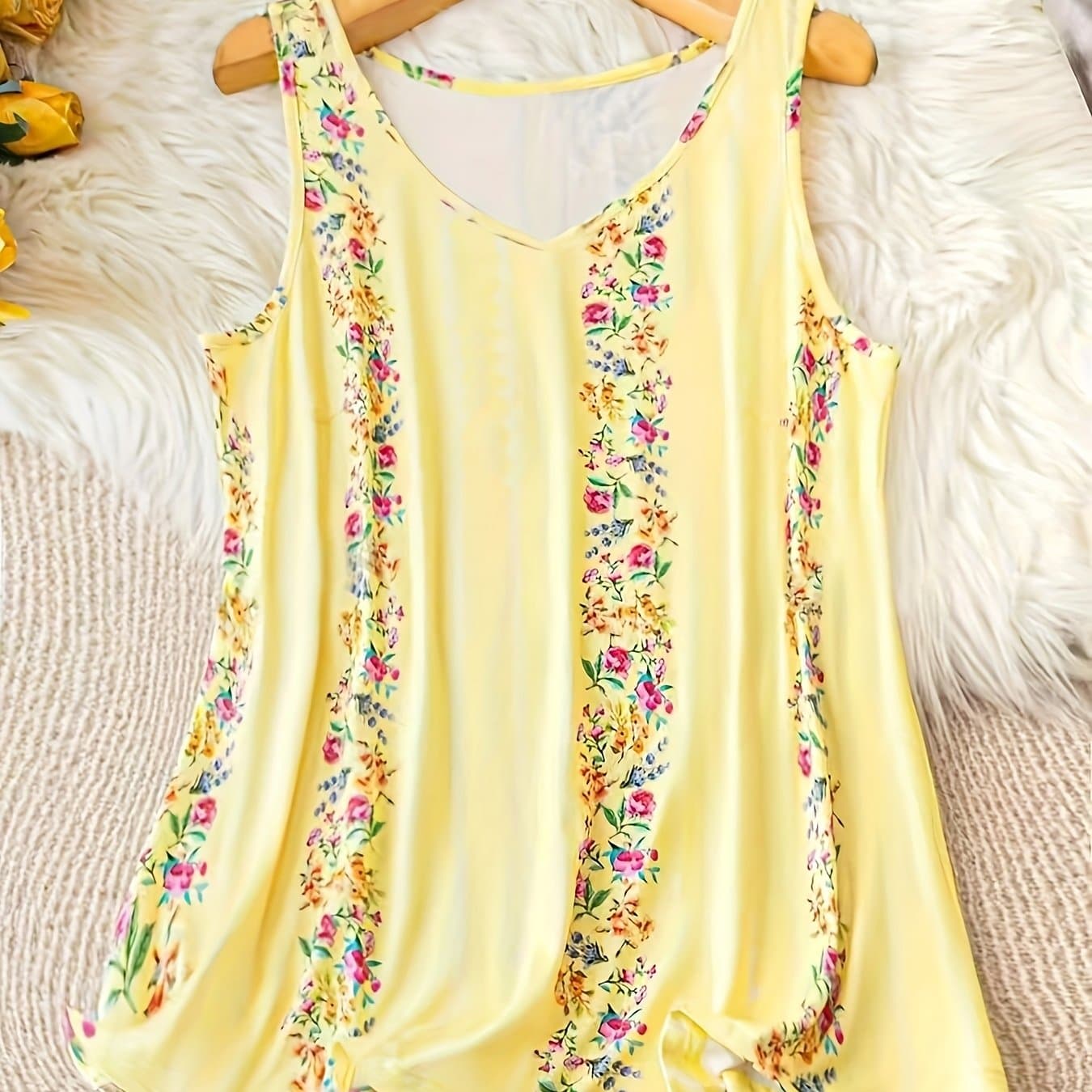 TEMU Plus Size - Plus Size - Western New Style Printed V-neck Vest
