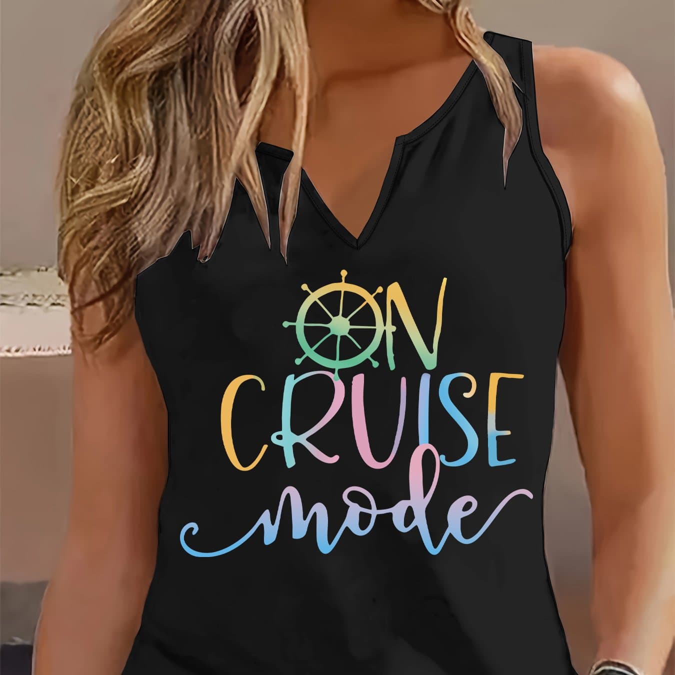 TEMU Graphic Print Tank Top, Sleeveless Casual Top For Summer And Spring, Women's Clothing