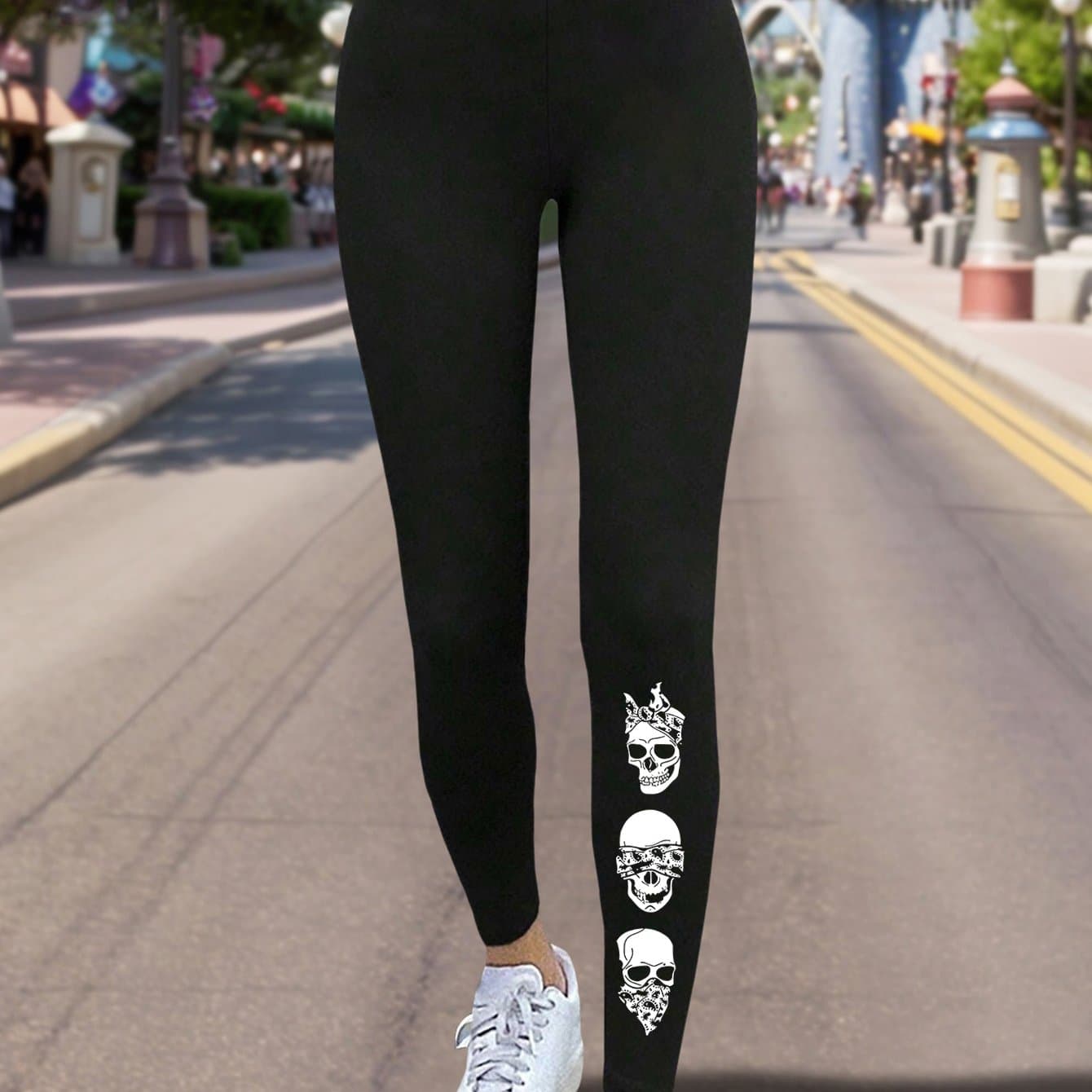 TEMU Spring/autumn New Skull Print Women's Leggings