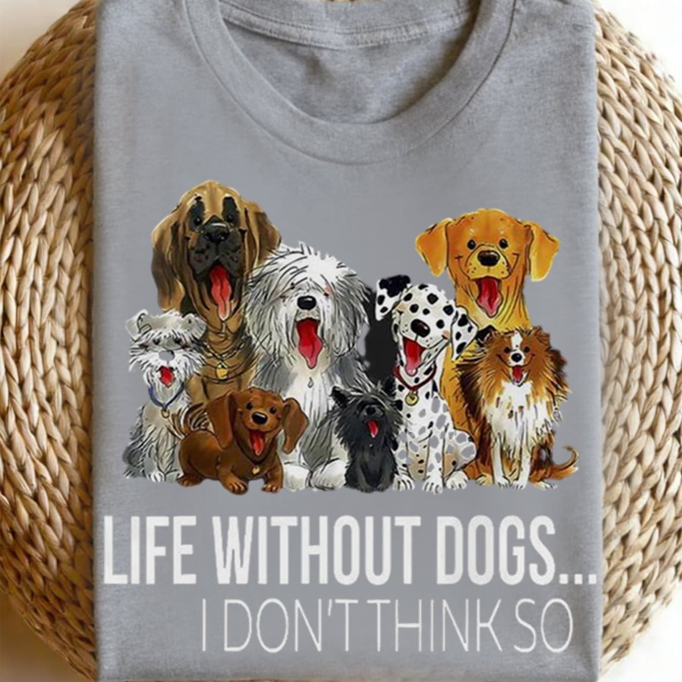 TEMU Dog T-shirt With Cute Puppies And Life Without Dogs So Slogan - Casual Round Neck Short Sleeve Tee For Pet Owners, Perfect Gift, Machine Washable.jpg1