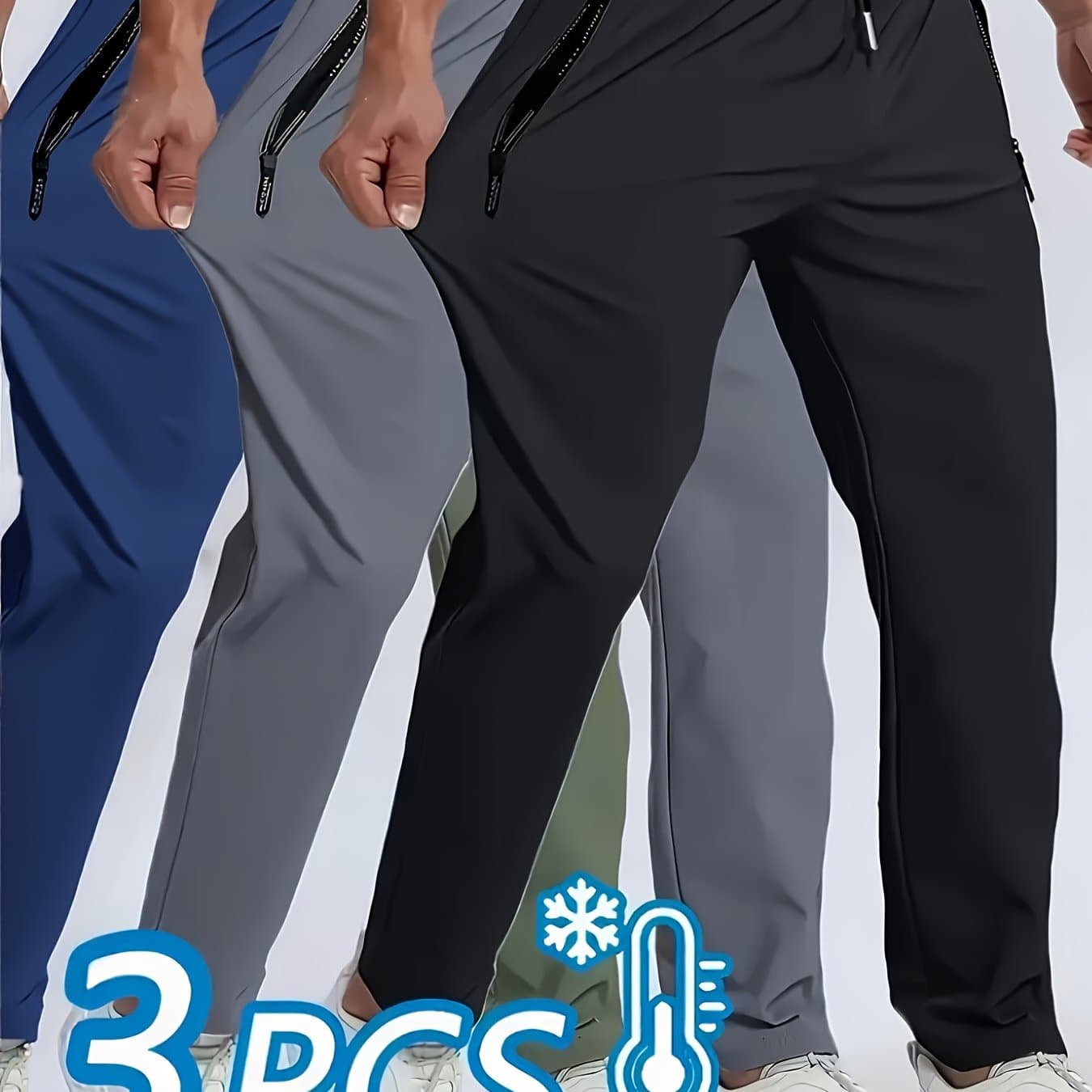 TEMU Summer Men's 3pcs Pants, Lightweight, Stretchy, Quick-drying Design, Suitable For Running, Rock Climbing, And Outdoor Activities, Cool, Breathable, Sporty, And Fashionable Style.