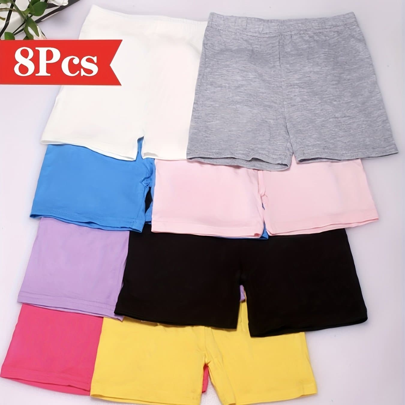 TEMU Random 8pcs Toddler Girls Biker Shorts Solid Bike Shorts Kids Under Dress Dance Safety Shorts
