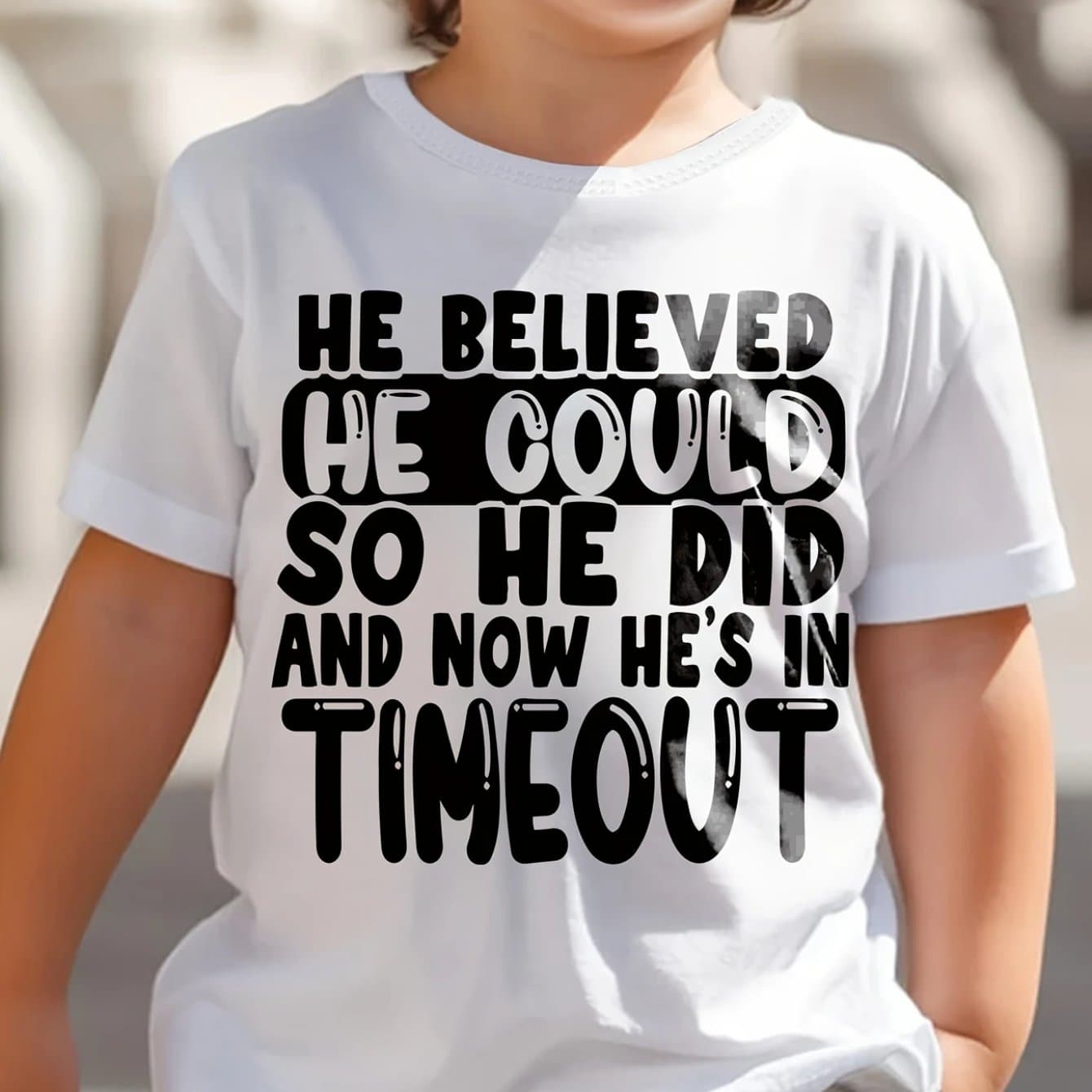 TEMU 1pc New Summer Boy He Believed He Could So Short Sleeved 100% Cotton T-shirt Comfy Casual Tees For Boys